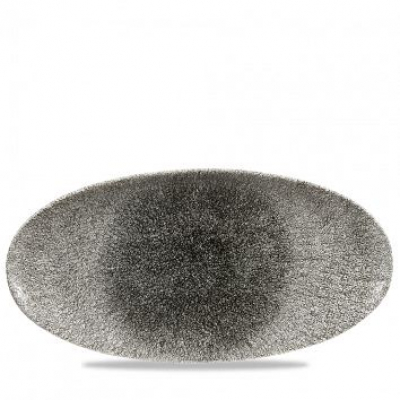 Блюдо овальное Chefs 34,7х17,3 см, без борта, Raku Quartz Black